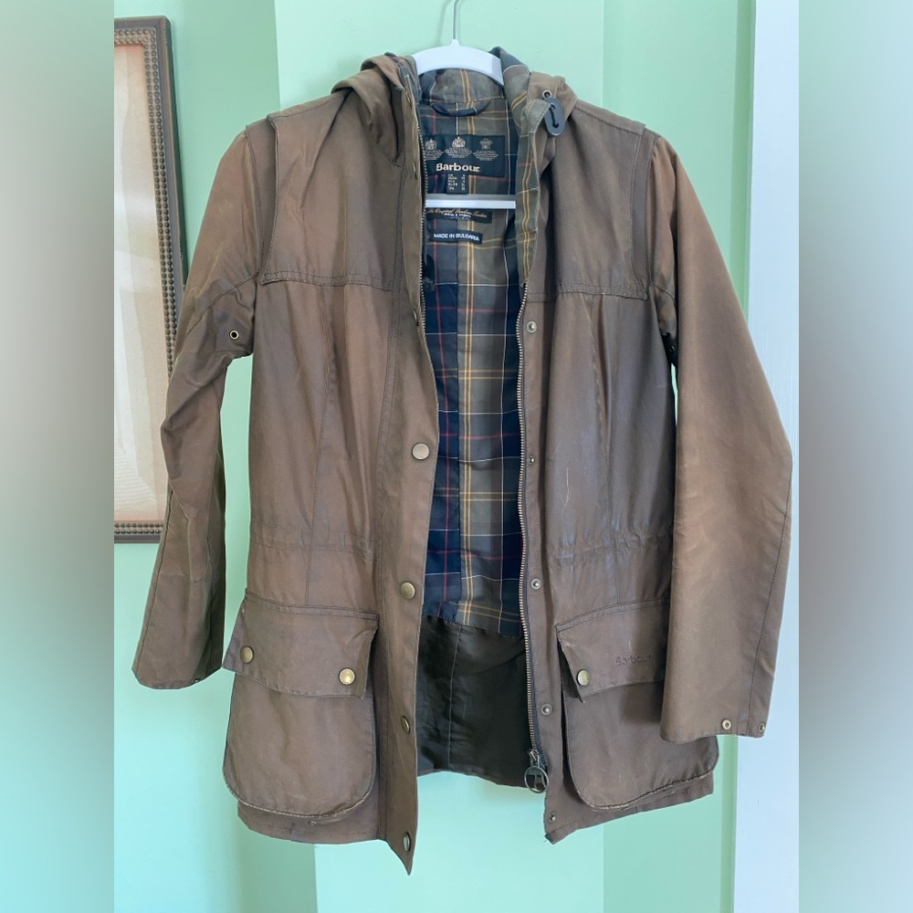 Barbour Wax Beadnell Rain Jacket Sz 4